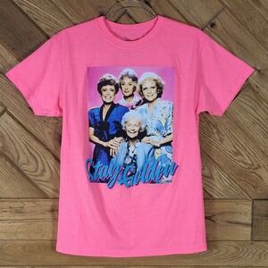 The Golden Girls "Stay Golden" Neon Pink T Shirt Size S Womens Top